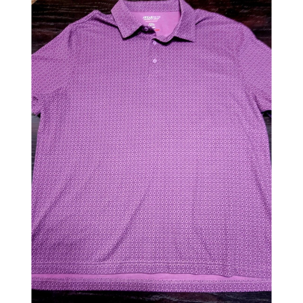 Kenneth Cole Awareness Polo Shirt Men’s 2XL Slim Fit Purple Geometric Pattern